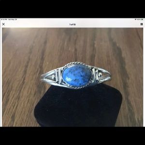 Southwest Sterling Silver Denim Lapis Cuff Bracelet